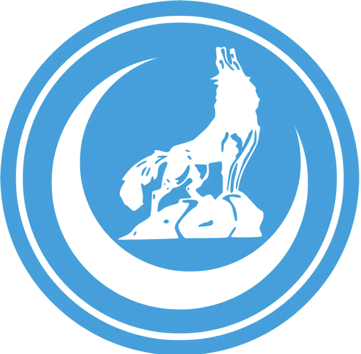 Howling Wolf in Blue Circular Design