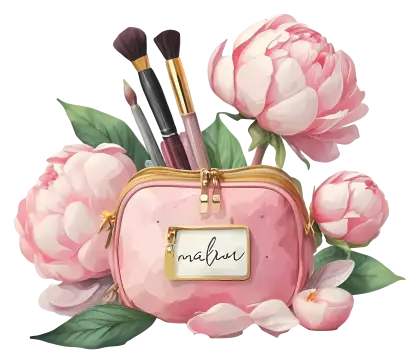 Pink Makeup Bag with Brushes