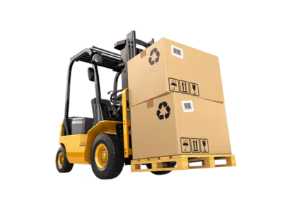 Yellow Forklift Operating in Warehouse