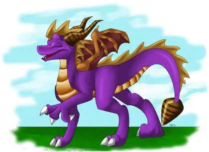 Purple Dragon Cartoon with Wings and Horns
