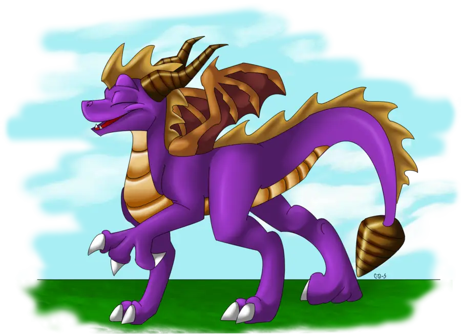 Purple Dragon Cartoon with Wings and Horns
