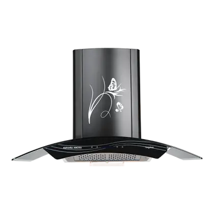 Elegant Black Kitchen Chimney with Butterfly Design