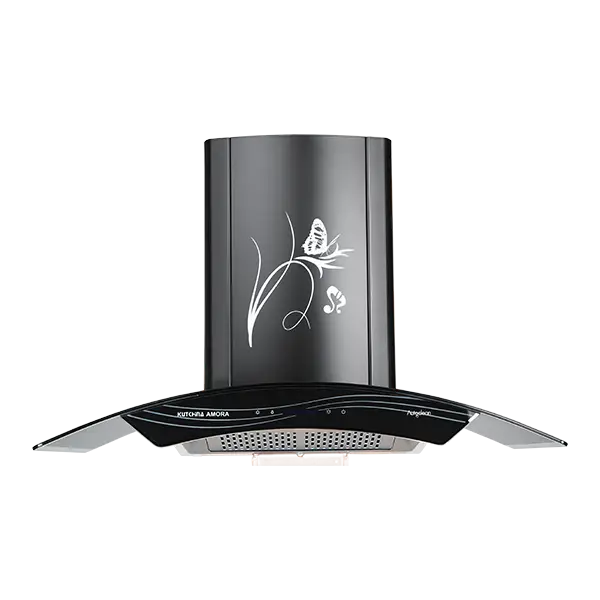 Elegant Black Kitchen Chimney with Butterfly Design