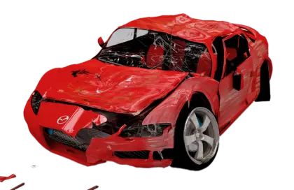 Damaged Red Sports Car Illustration