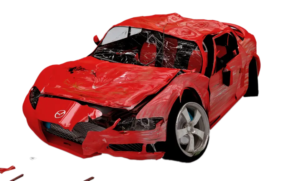 Damaged Red Sports Car Illustration