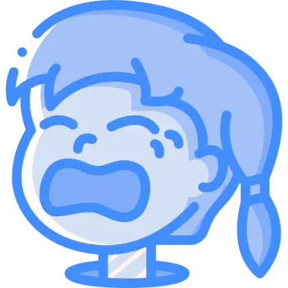 Angry Cartoon Face Illustration in Blue