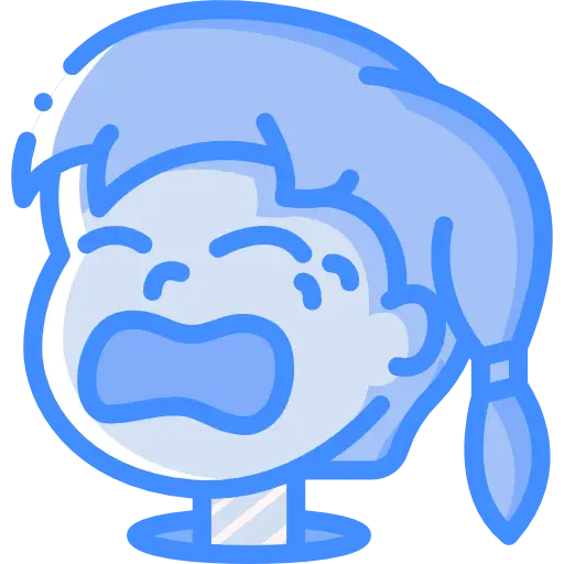 Angry Cartoon Face Illustration in Blue