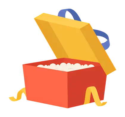 Open Gift Box in Festive Design