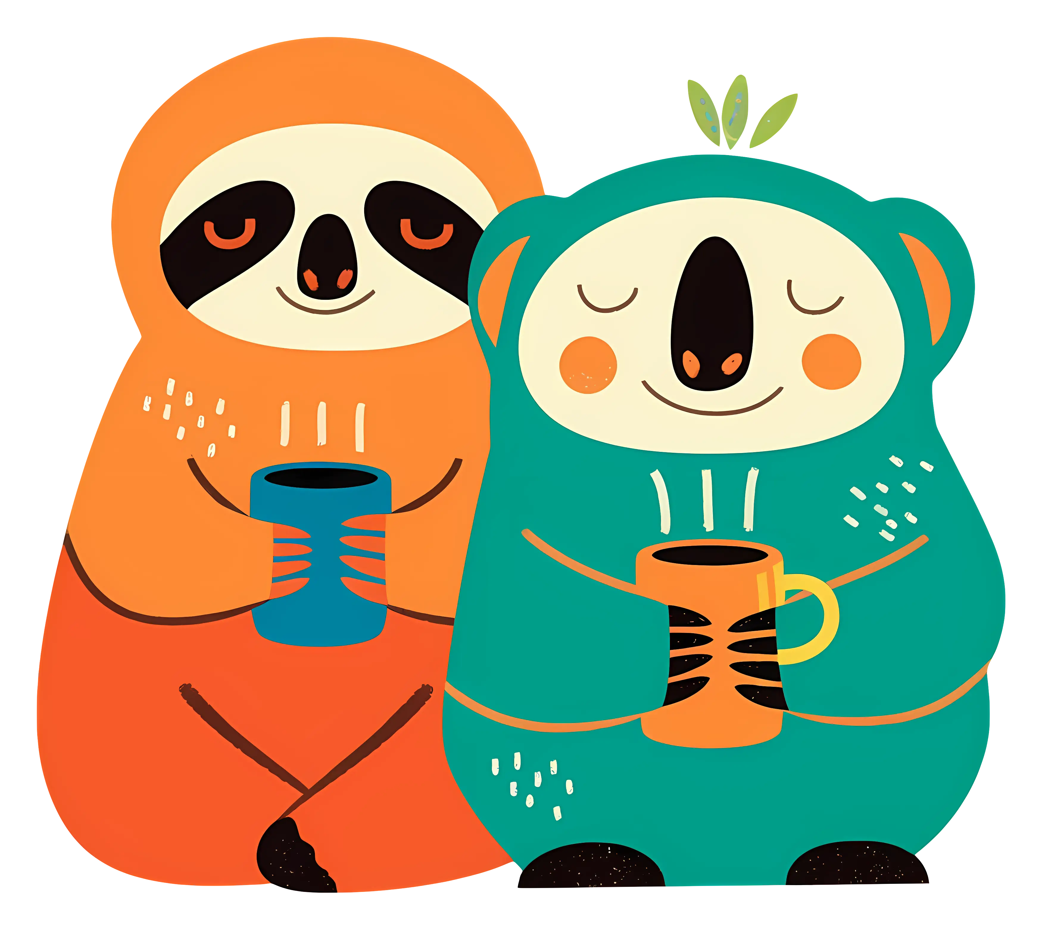 Sloths Enjoying a Warm Drink