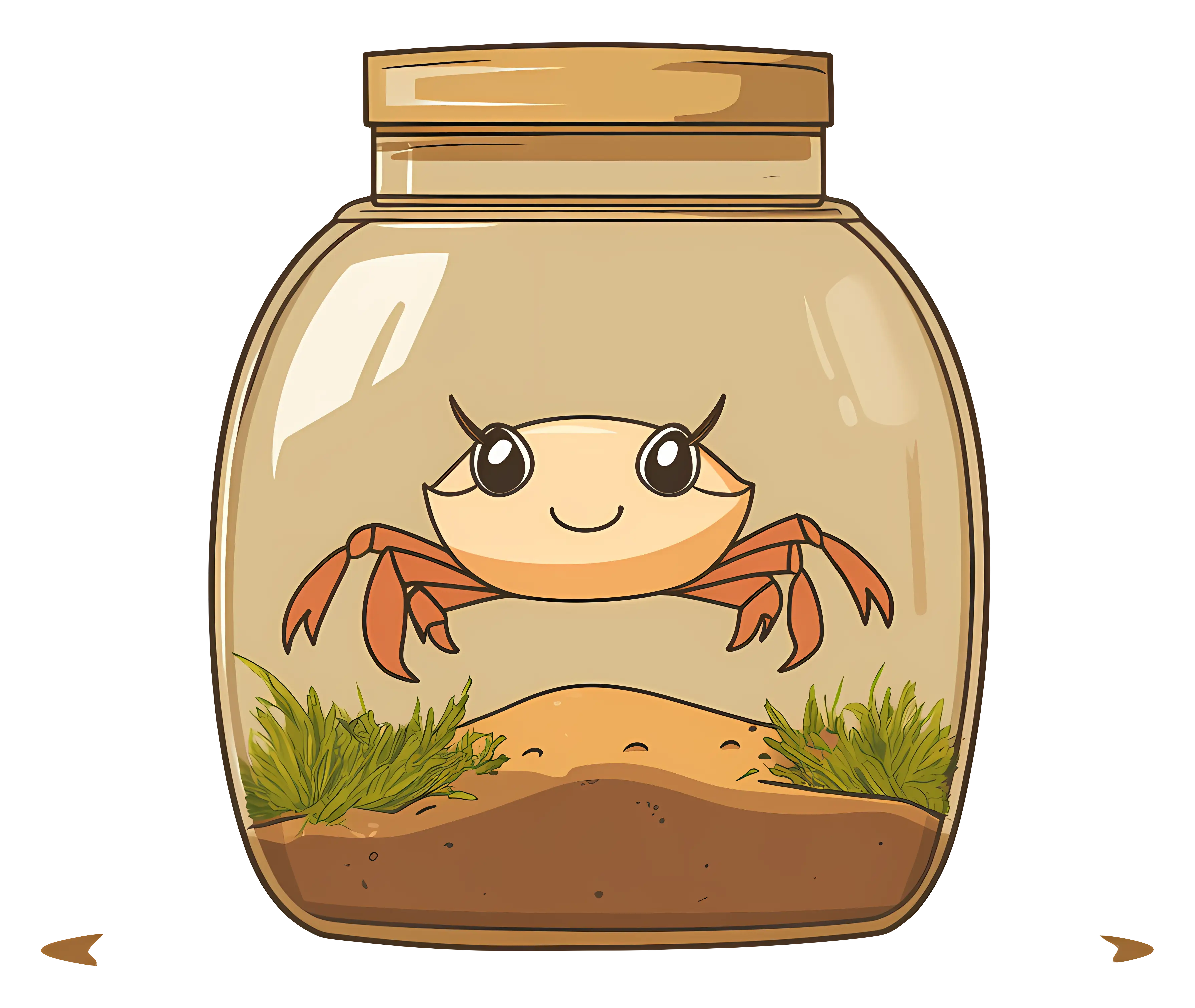 Cute Crab in Jar with Sand