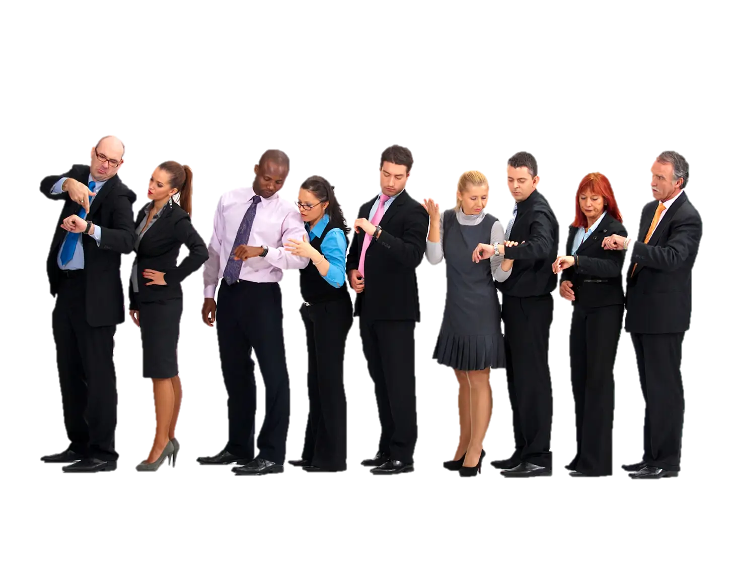 Business People Waiting in Line