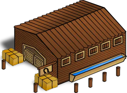 Cartoon Wooden Warehouse with Docks