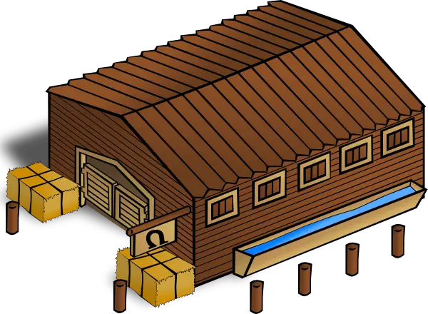 Cartoon Wooden Warehouse with Docks
