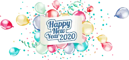 Happy New Year 2020 Celebration with Balloons