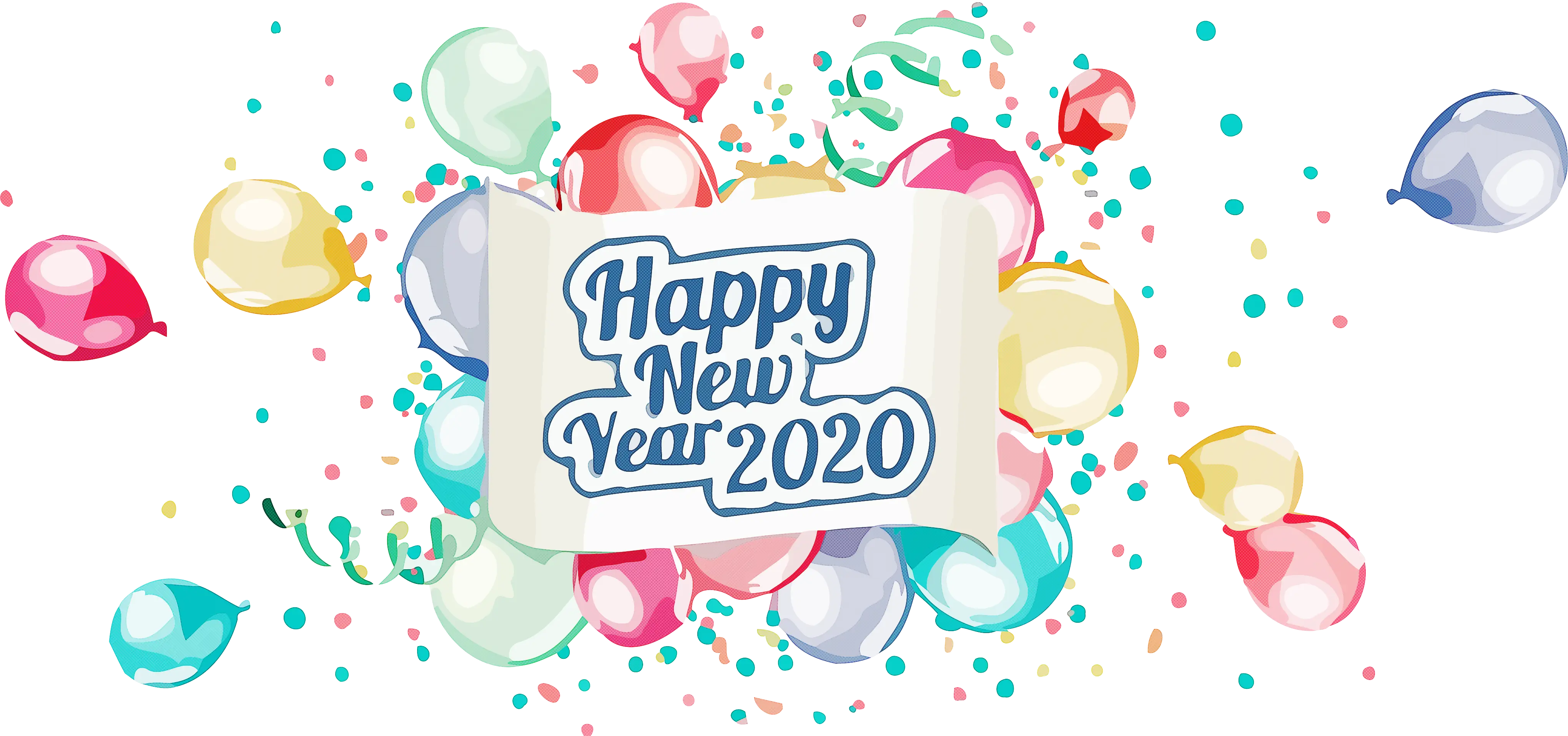 Happy New Year 2020 Celebration with Balloons