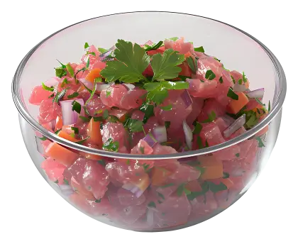 Fresh Poke Salad Bowl with Ingredients