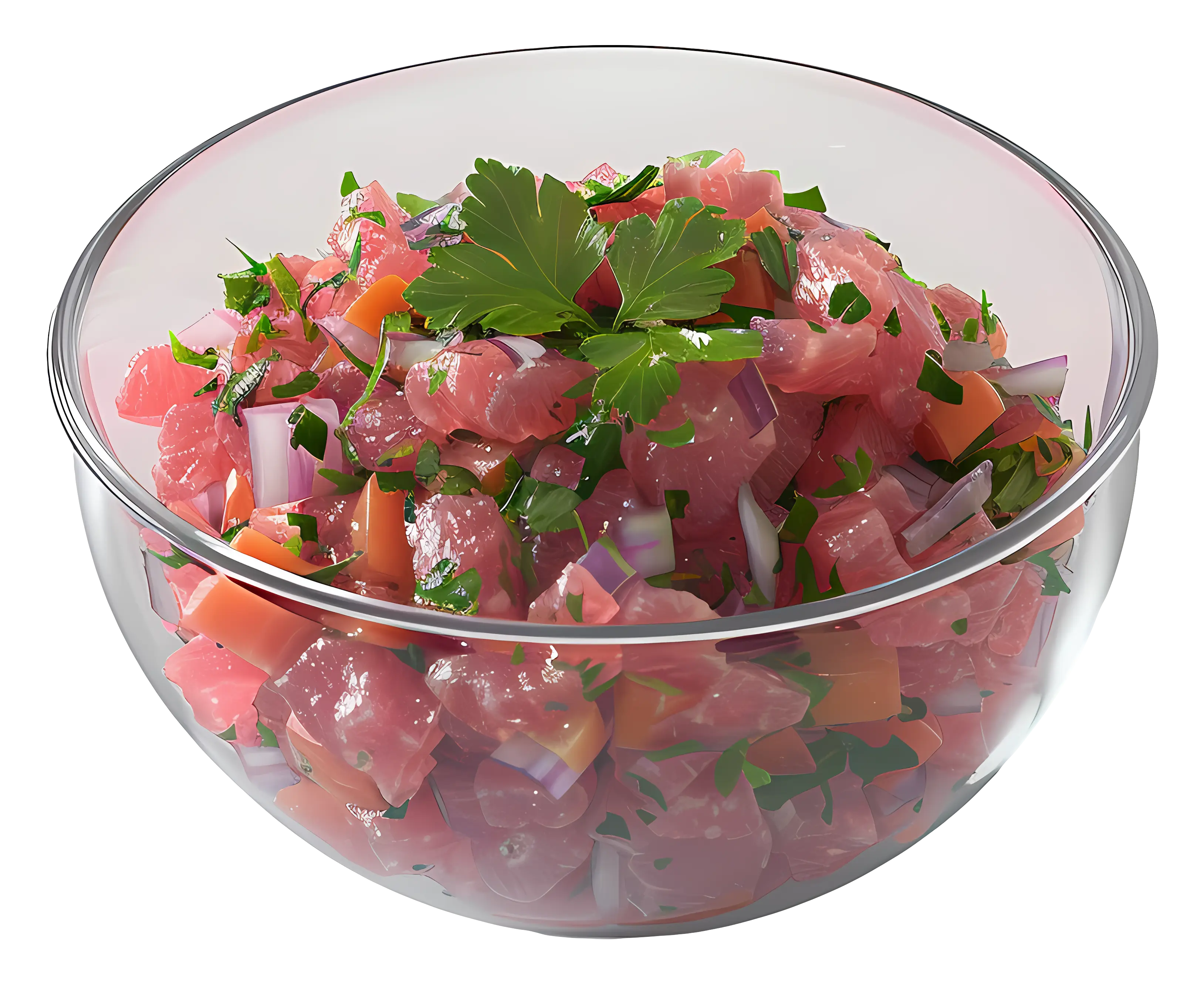 Fresh Poke Salad Bowl with Ingredients