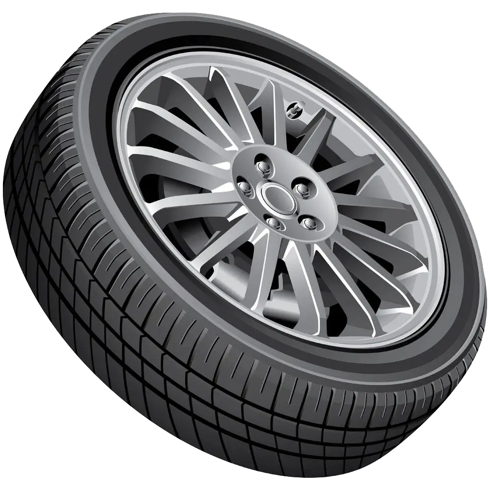 Car Wheel with Rubber Tire and Stylish Rim