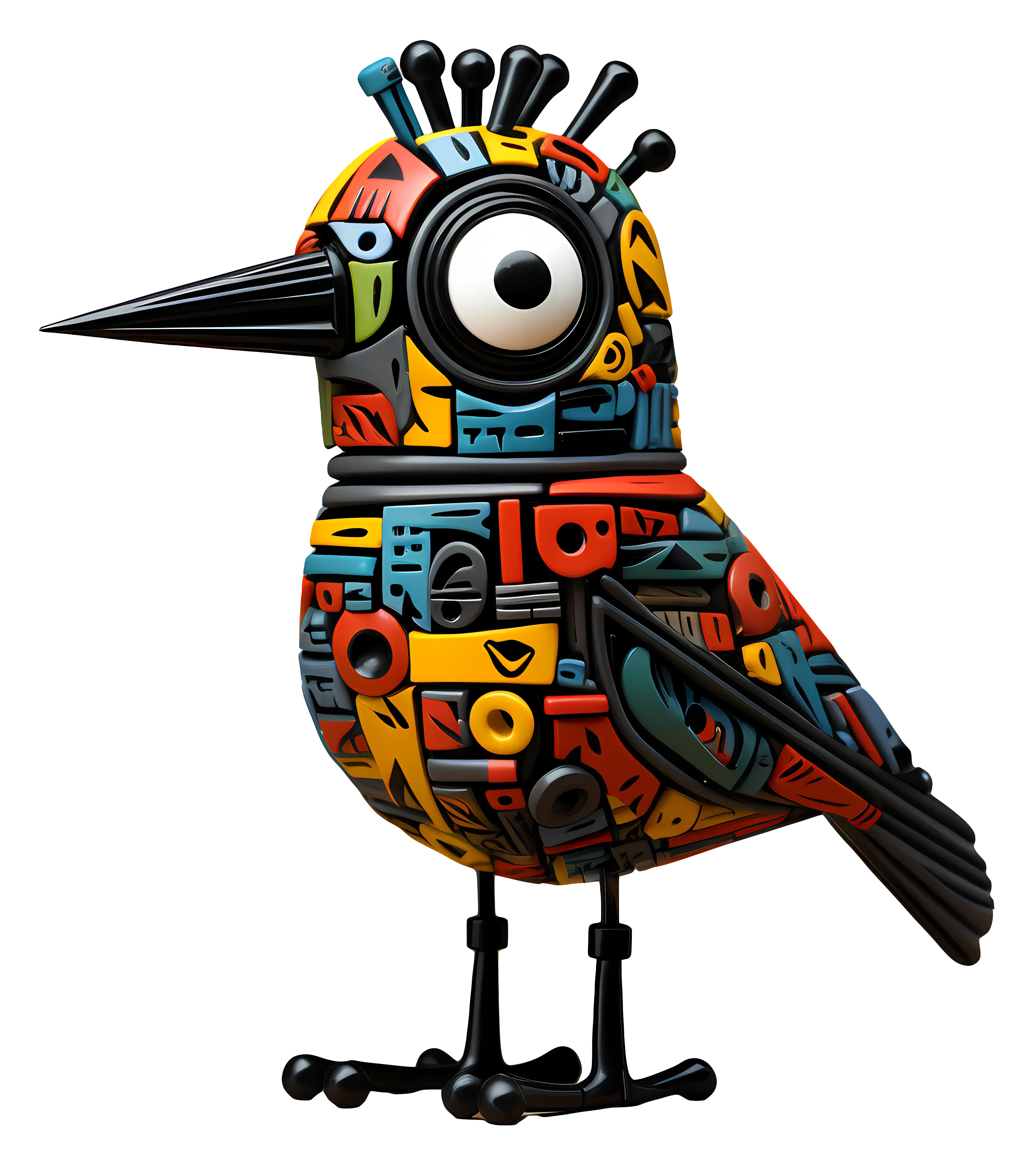 Colorful Patterned Bird Illustration