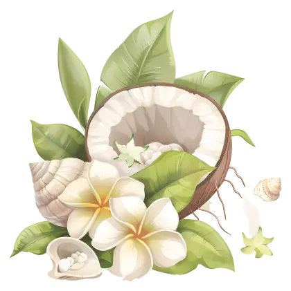 Tropical Coconut and Flowers Design