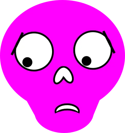 Pink Cartoon Skull with Amusing Expression