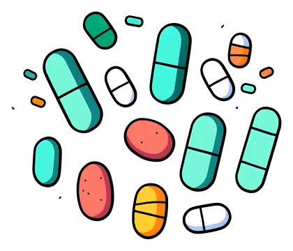 Colorful Pills and Capsules Illustration