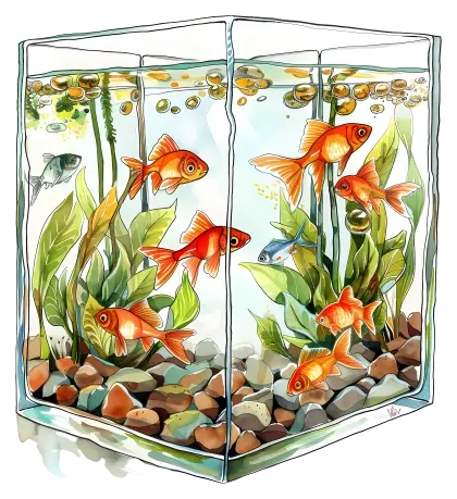 Colorful Fish Tank with Plants