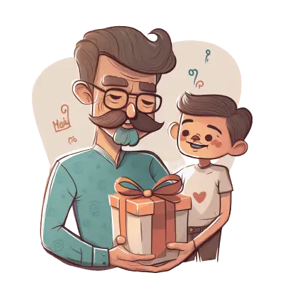 Grandfather and Grandson with Gift