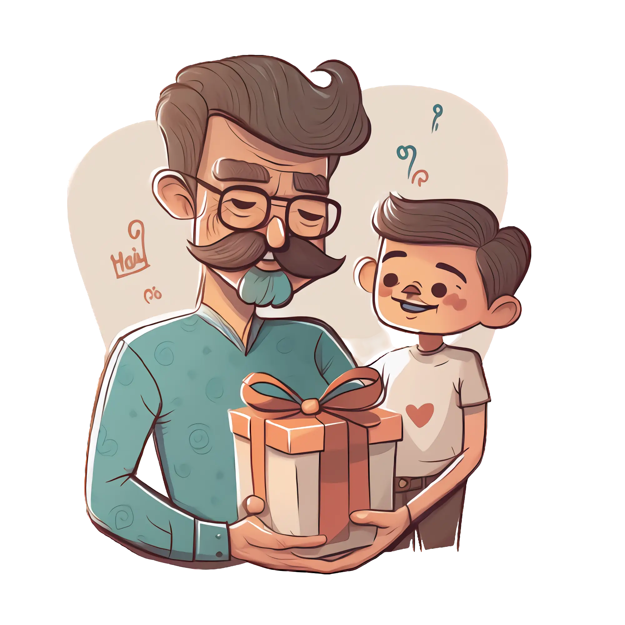 Grandfather and Grandson with Gift