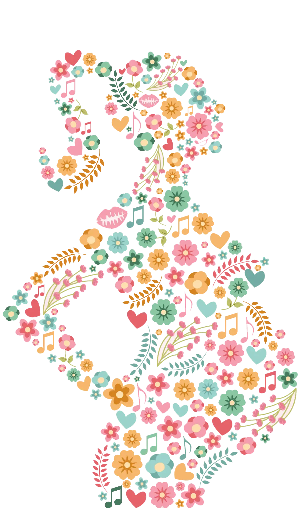 Colorful Floral Silhouette Art