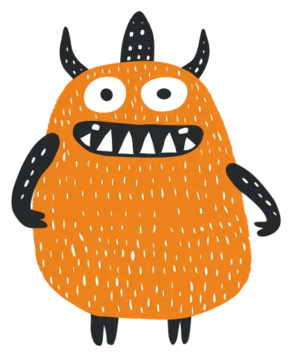 Cute Orange Cartoon Monster