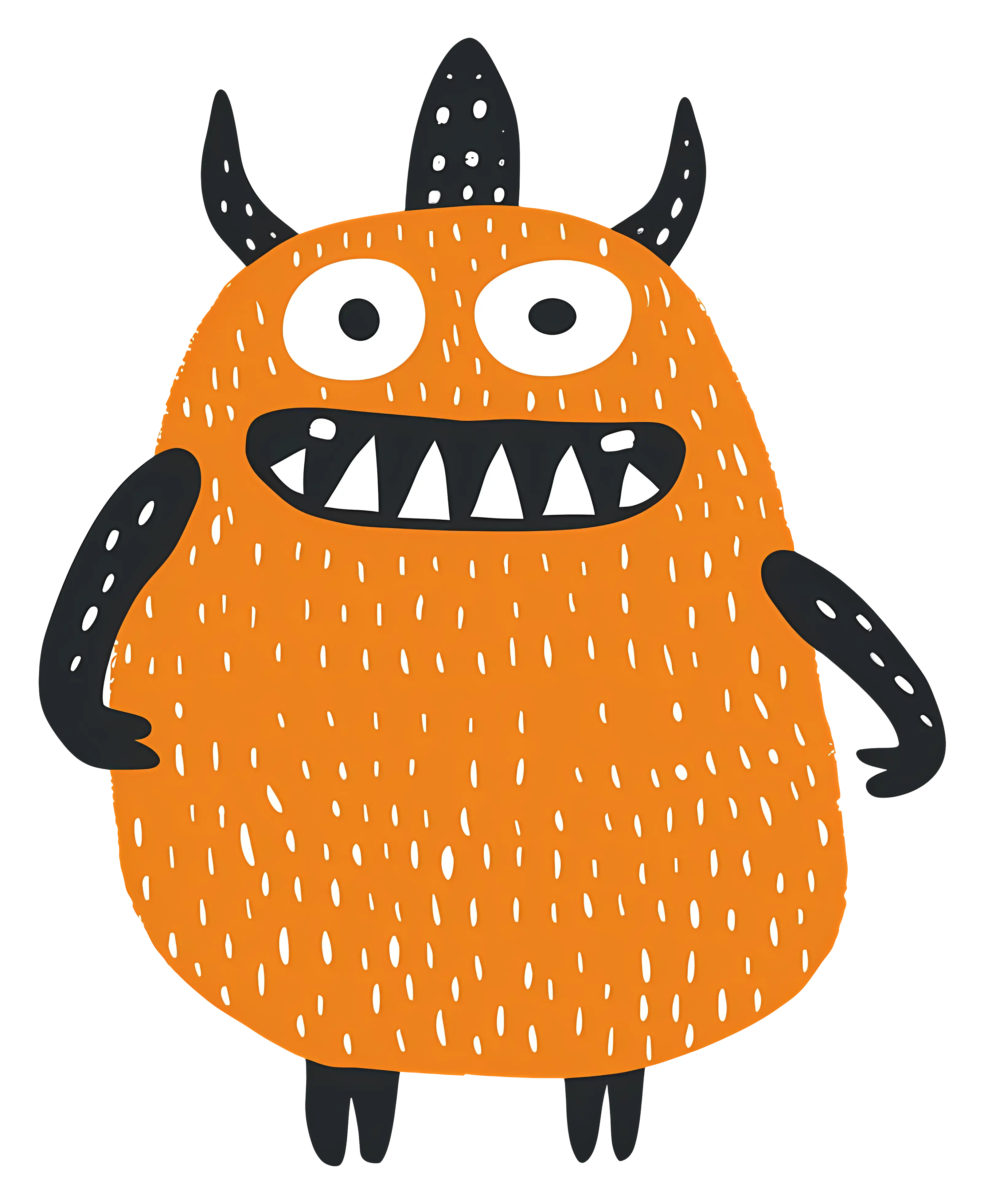 Cute Orange Cartoon Monster