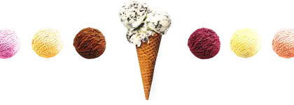 Different Ice Cream Scoops with Cone
