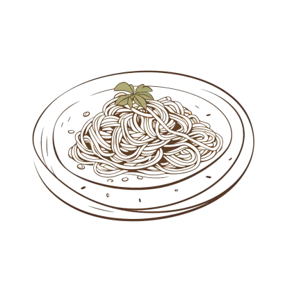 Plain Spaghetti with a Garnish on a Plate