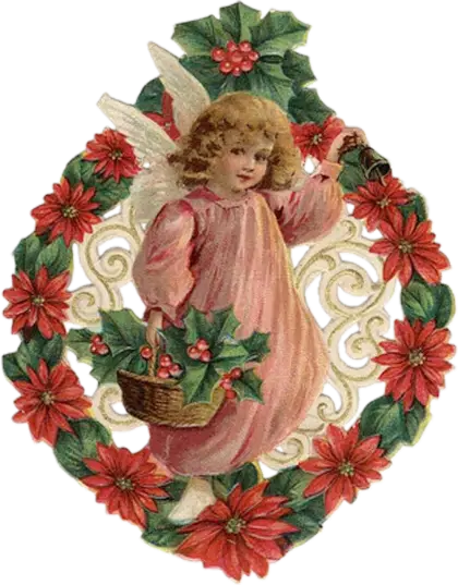 Christmas Angel with Flowers and Basket