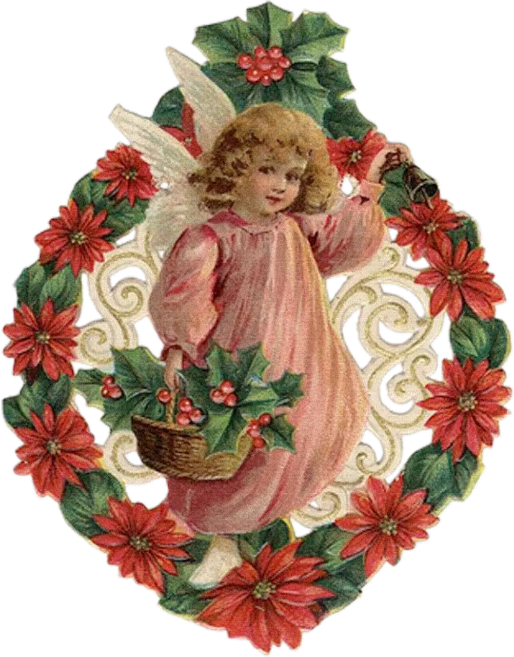 Christmas Angel with Flowers and Basket