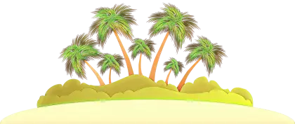 Tropical Island with Palm Trees Illustration
