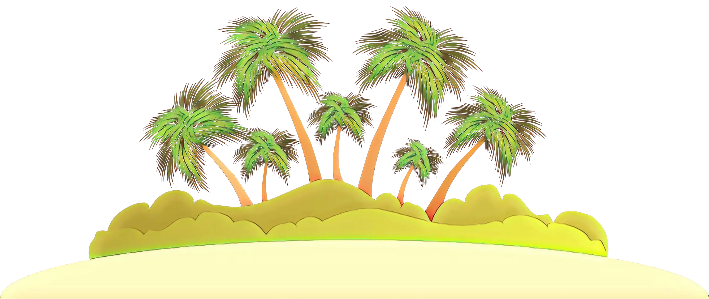 Tropical Island with Palm Trees Illustration