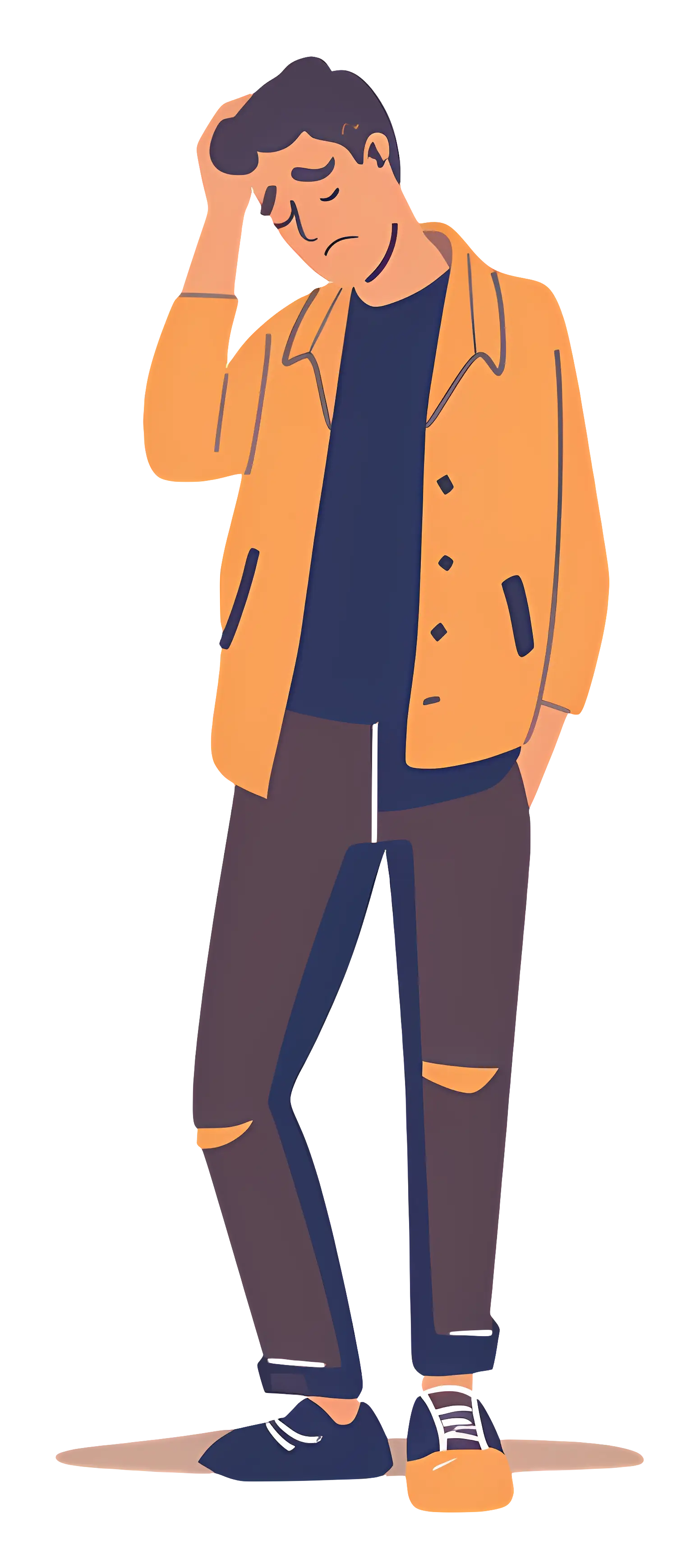 Worried Man in Casual Attire Illustration