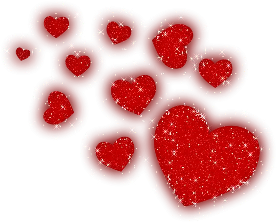 Red Glittering Hearts Graphic