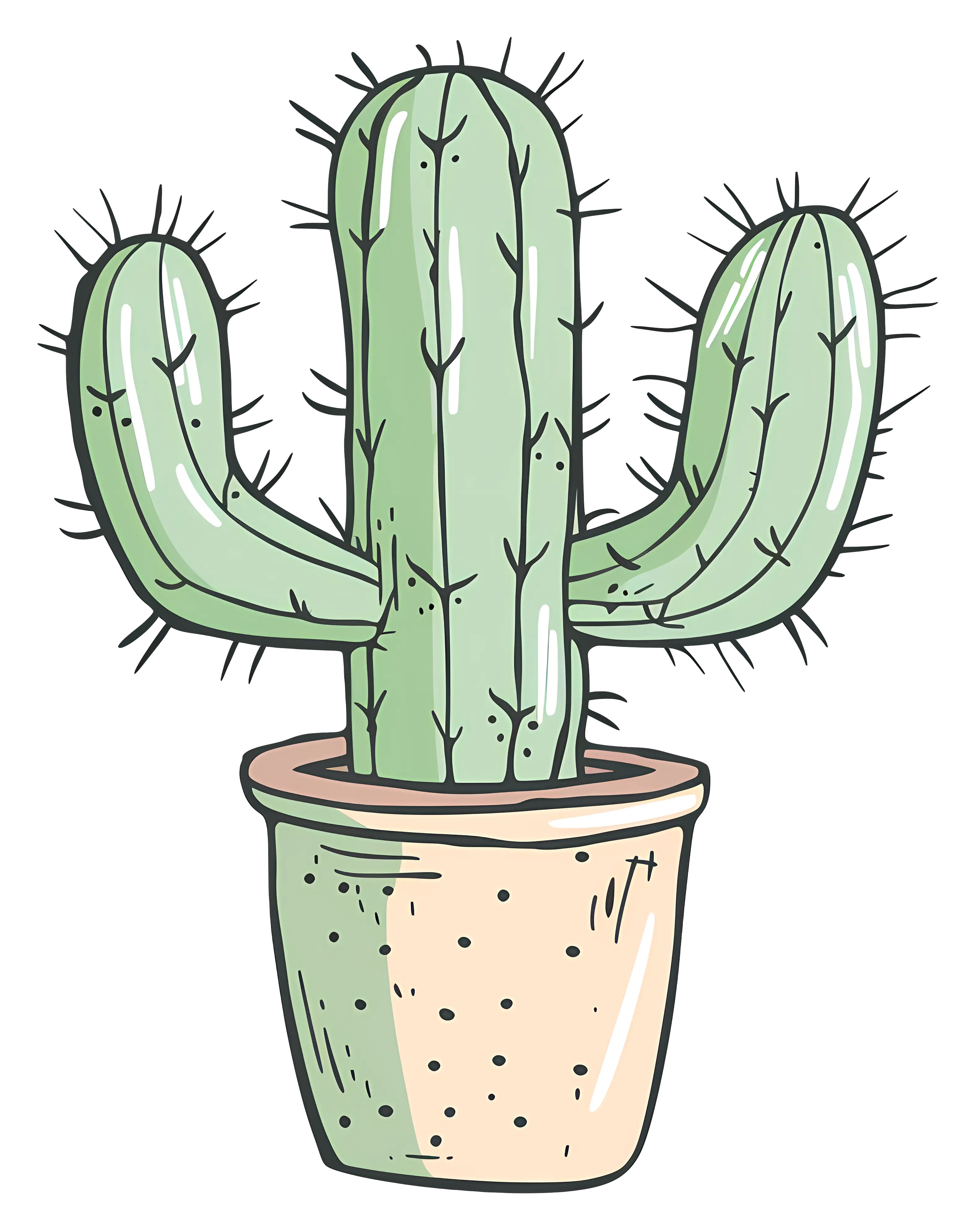 Decorative Green Cactus in a Minimalist Pot