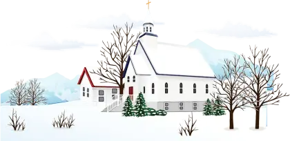Snowy Church Illustration for the Holiday Season