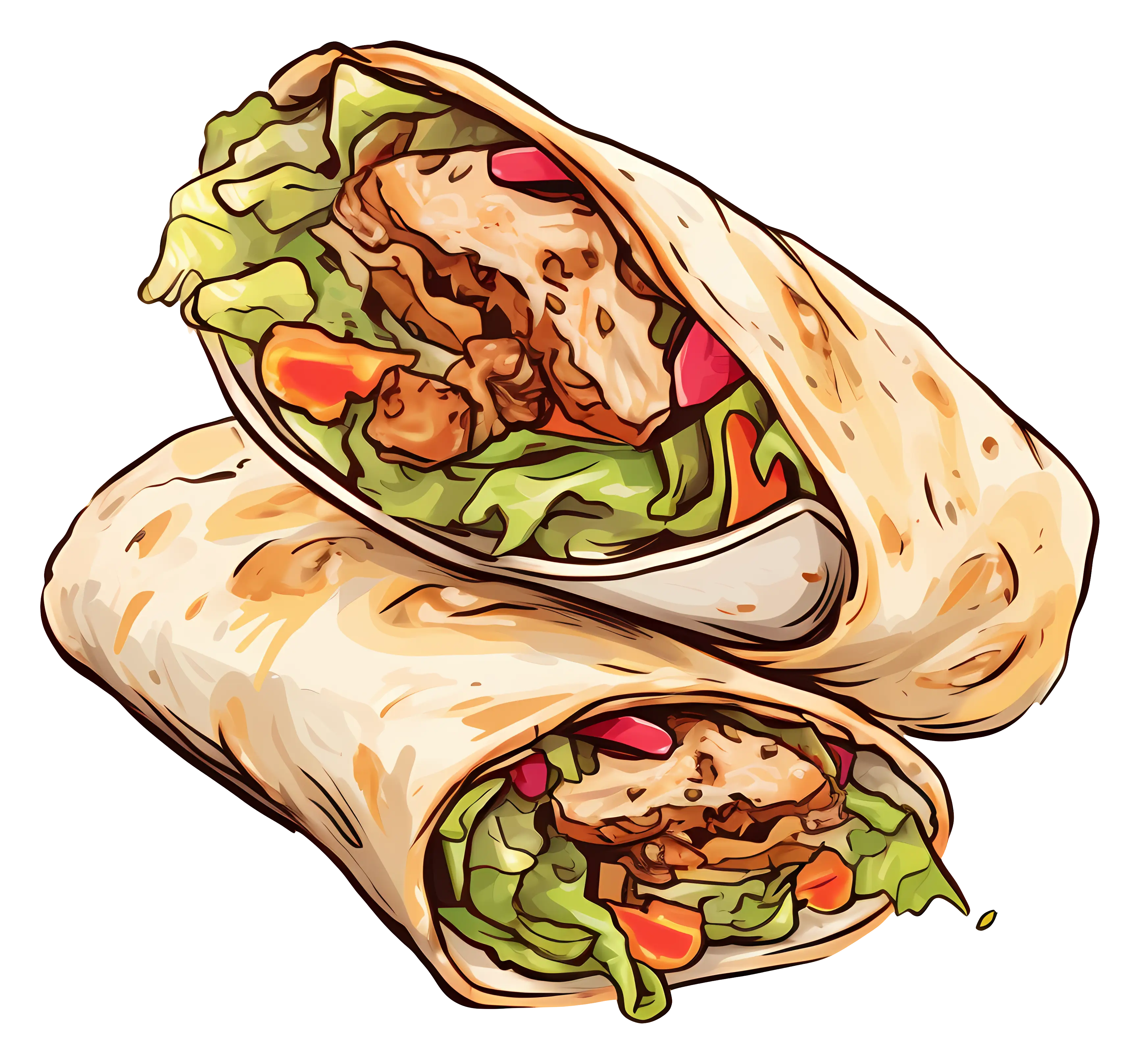 Burritos with Fresh Vegetables and Seasonings