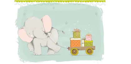 Cute Cartoon Elephant with Gifts