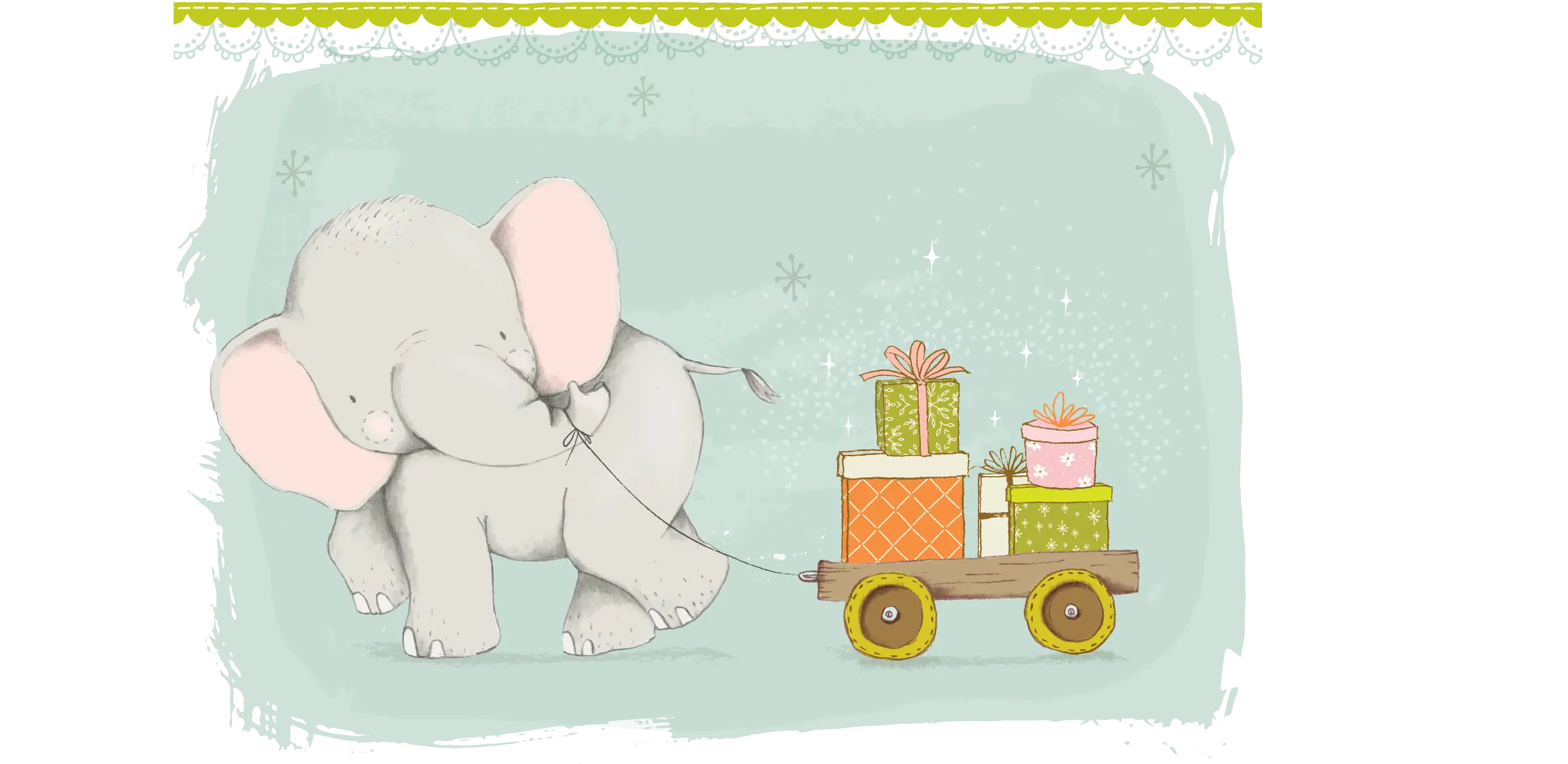 Cute Cartoon Elephant with Gifts