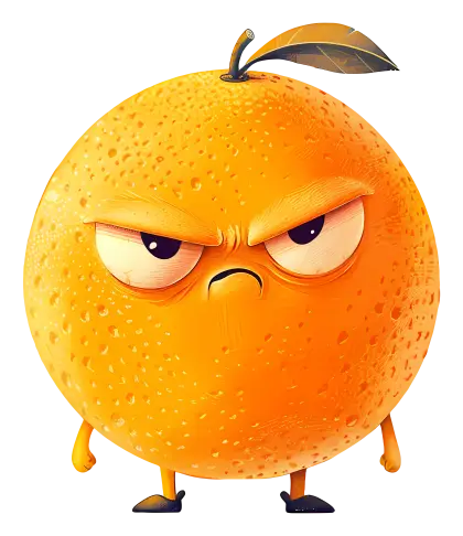 Angry Orange Cartoon Character