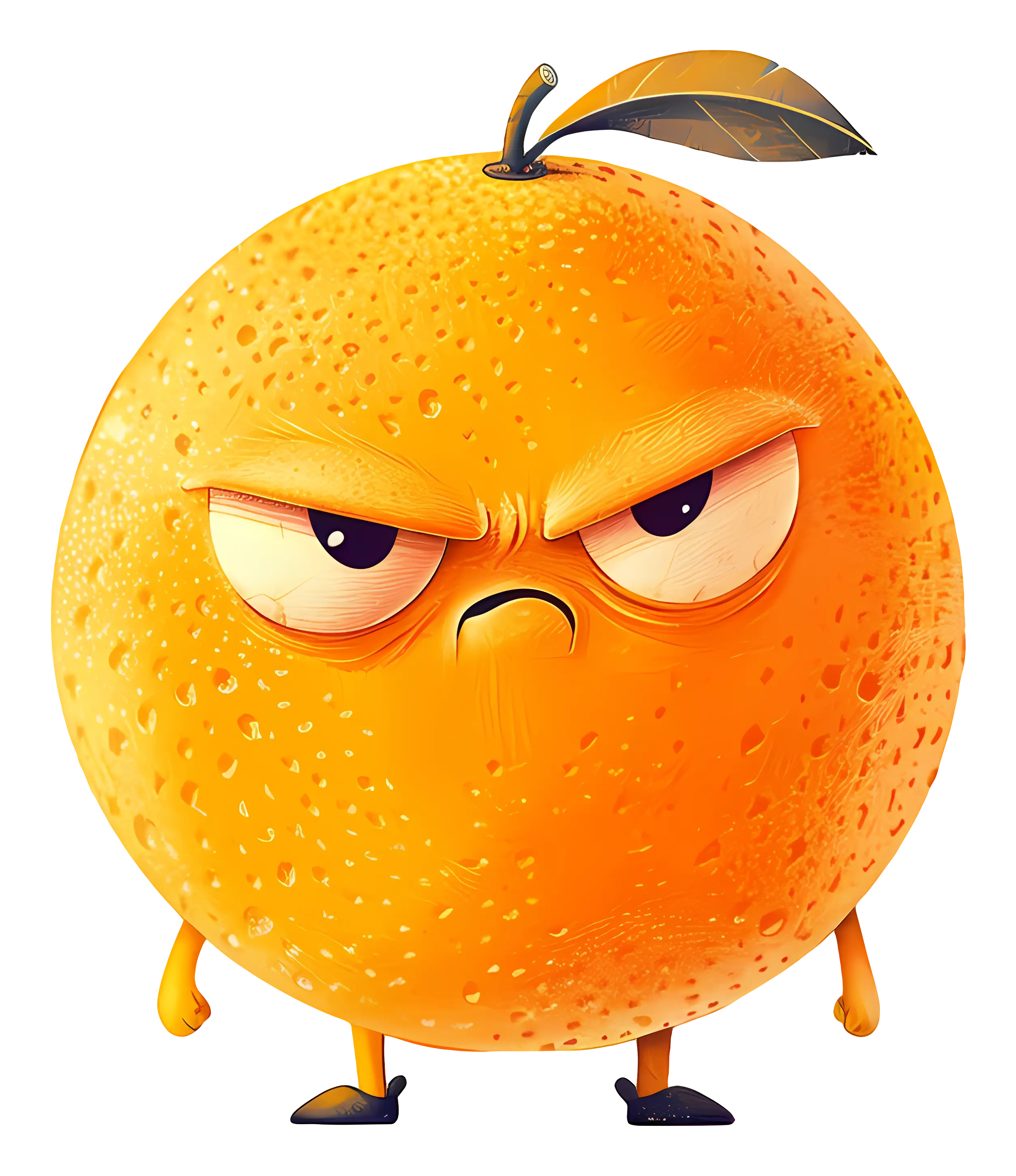 Angry Orange Cartoon Character