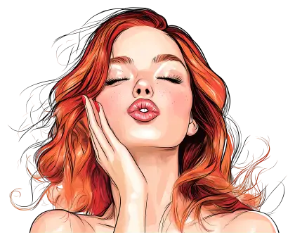 Woman Blowing a Kiss Illustration