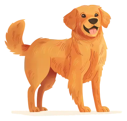 Happy Golden Retriever Cartoon Illustration