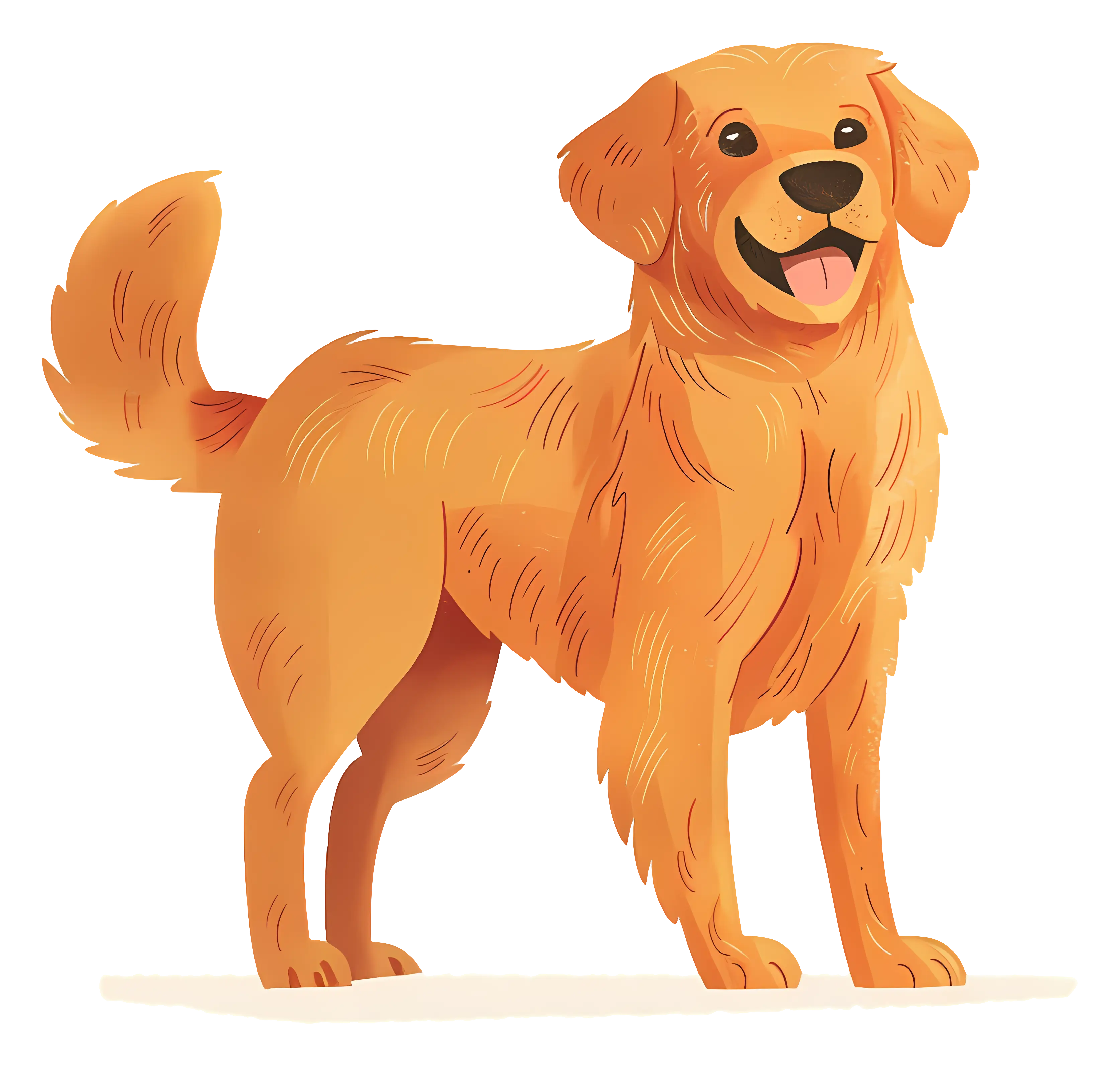 Happy Golden Retriever Cartoon Illustration